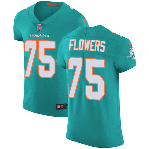 Miami Dolphins #75 Ereck Flowers Aqua Green Team Color Men Stitched NFL Vapor Untouchable Elite Jersey->miami dolphins->NFL Jersey